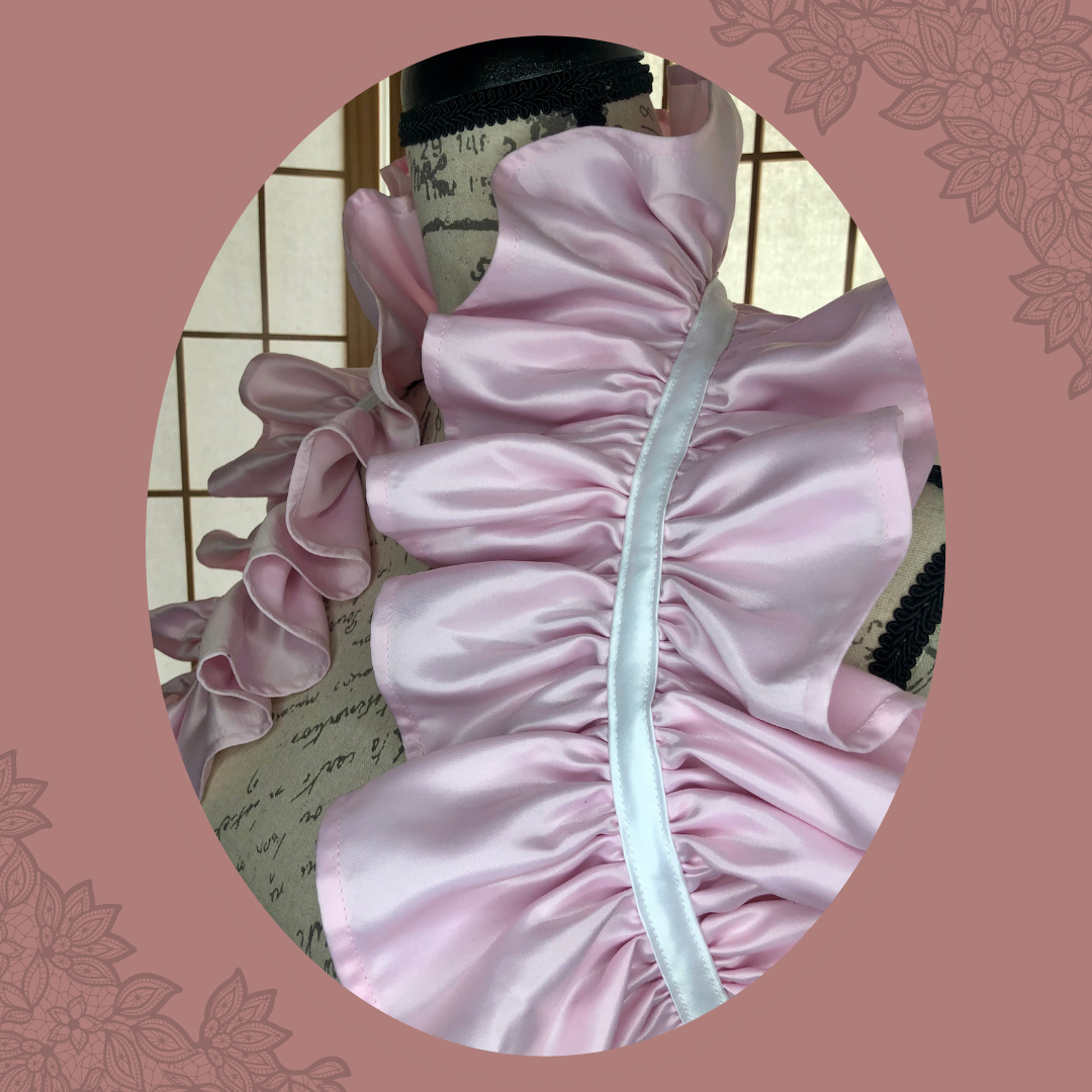 Erotic Queen Goddess Collar in Satin, Pink & White