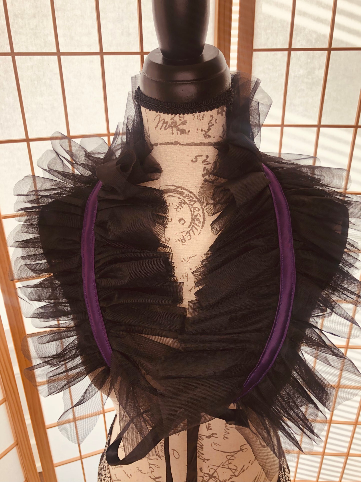 Erotic Queen Goddess Collar in Black and Purple
